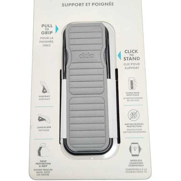 Clckr Grey Cell Phone Stand & Grip With Portrait & Landscape Viewing Universal - Picture 5 of 6